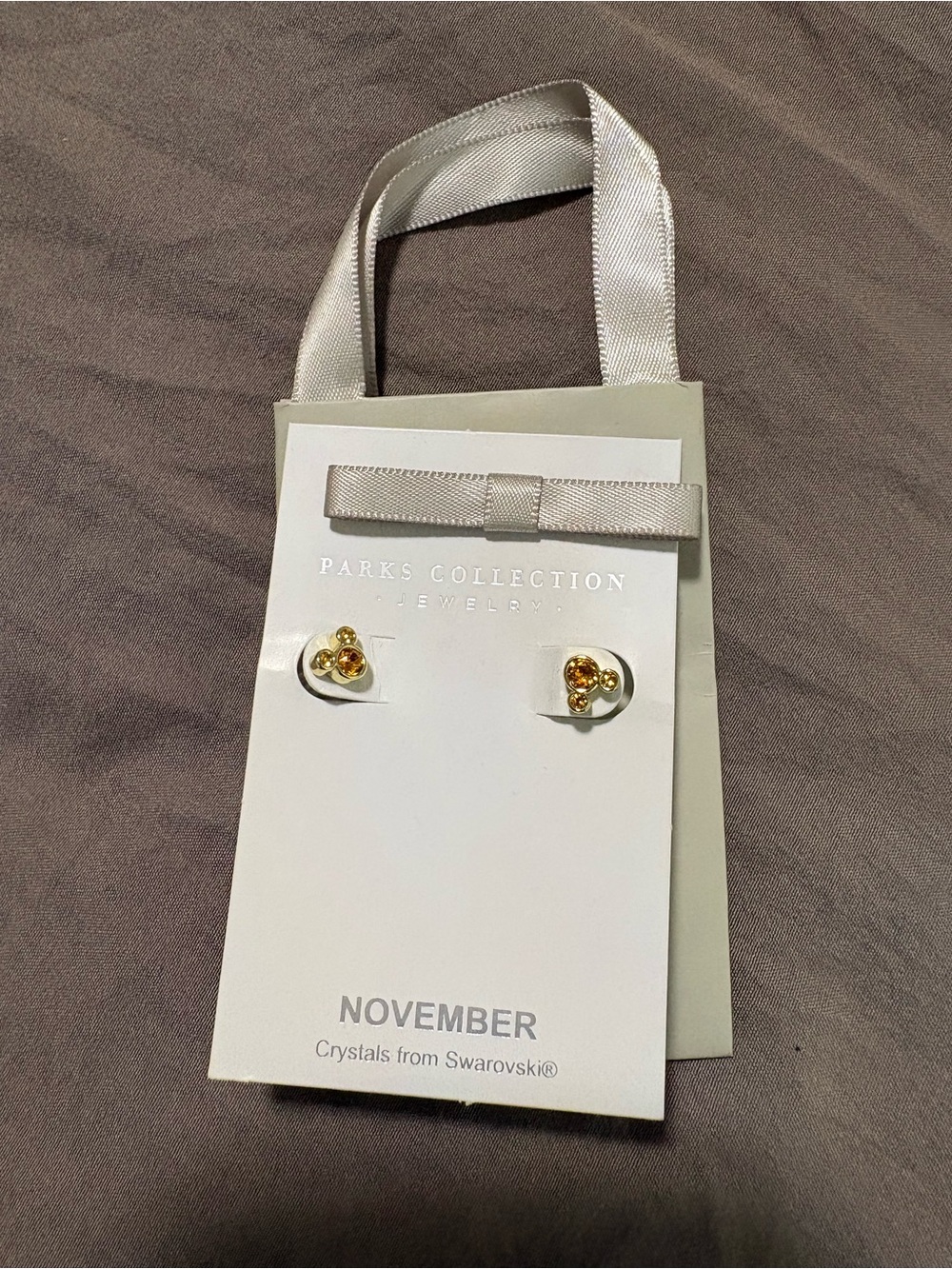 Disney Parks Collection November Birthstone Mickey Crystal Stud Earrings - Gold
